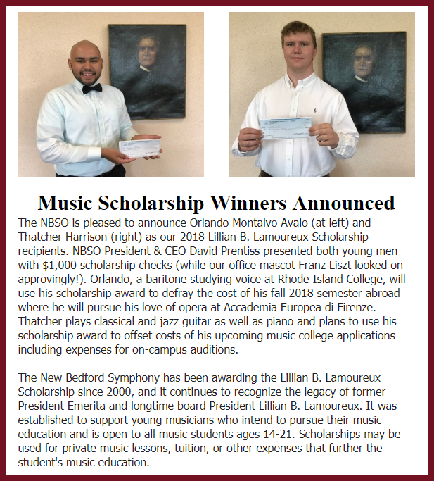 Thatcher Harrison wins the NBSO Lamoureux Scholarship